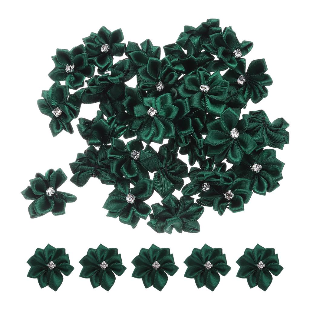 50/150 Pcs Small Ribbon Flowers Satin Ribbon Flowers Mini Fabric Flowers for Crafts DIY Wedding Ornament Appliques 1.2 Inch