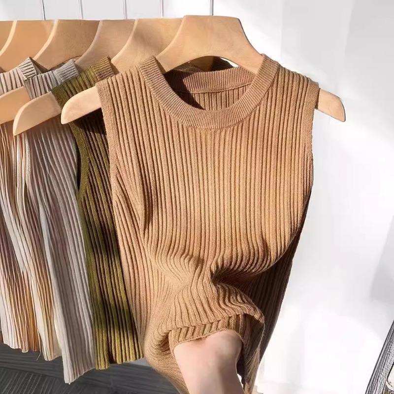 

Безрукавка трикотажная женская универсальная майка Ice Silk Thin Lazy White I-образной формы XL хаки