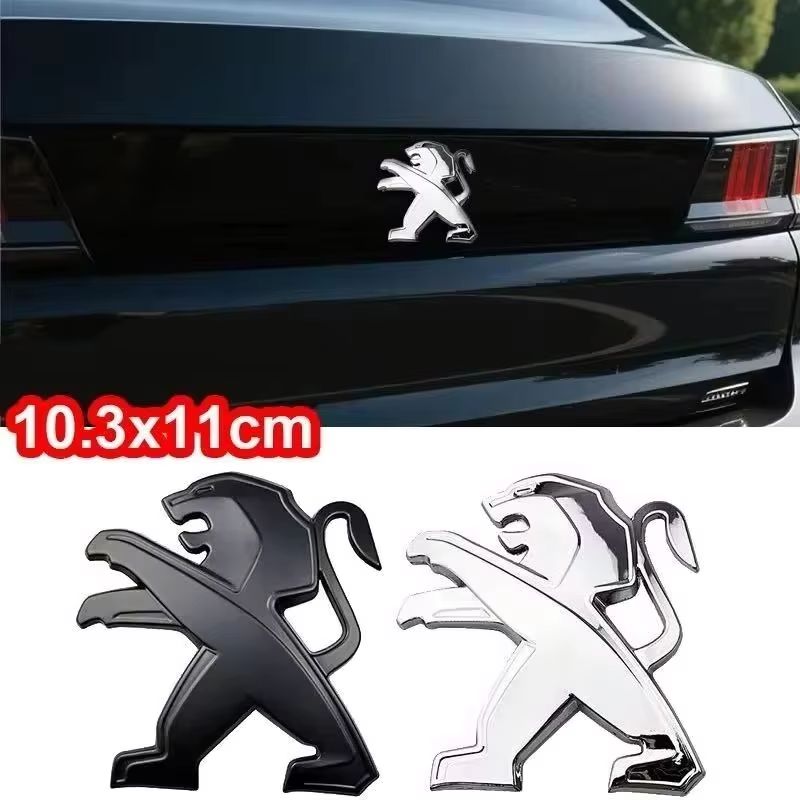 10.3x11cm Alloy Car Front Emblem Rear Trunk Badge Sticker for Peugeot 106 207 208 301 307 308 407 408 508 2008 3008 4008 5008