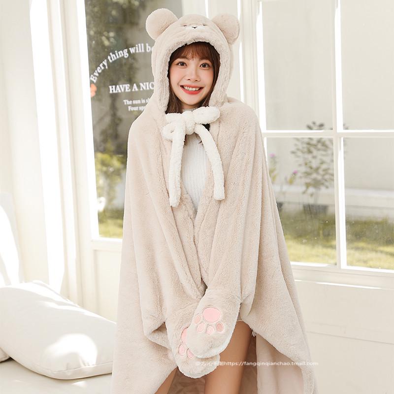 Cozy Rabbit Ear Shawl Cloak: Cute, Warm, and Thick for Autumn & Winter