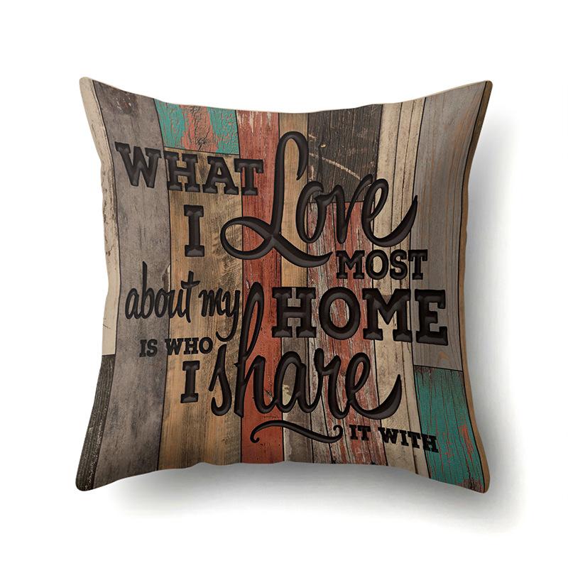 Polyester Pillowcase, Automotive Retro Wood Grain Printing Pillowcase, Waist Cushion Cover, English Cushion, Bedside Cushion Cover