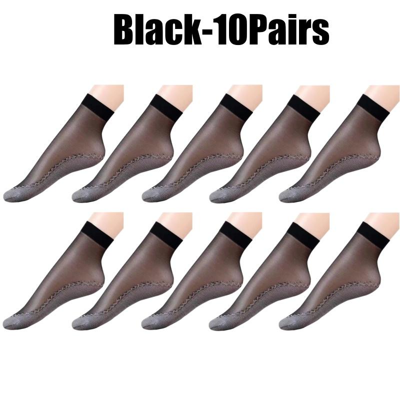 Women Nylon Elastic Short Ankle Sexy Stockings Silk Short Socks Summer Invisible Anti-hook Solid Color Cotton Bottom Silk Sock