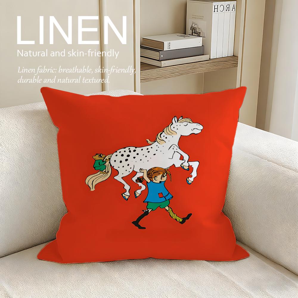 Classic Pippi Longstocking Cushion Cover Pillowcase Set Pcs x x Breathable Washable Sofa Cushion Cover