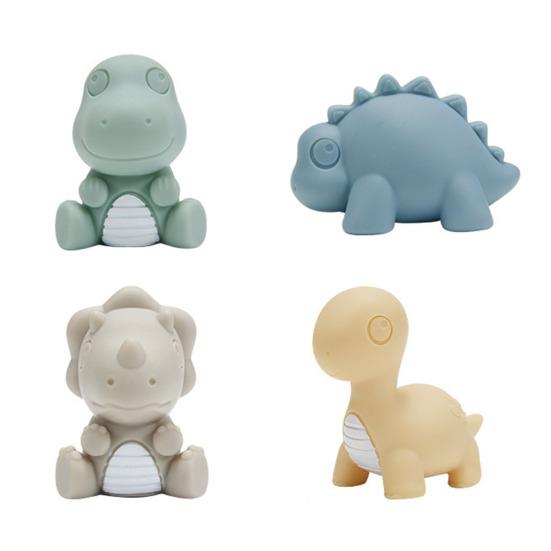 4Pcs Animals LED Light Up Bath Toy Swimming Water Soft Rubber Float Induction Luminous Penguin Dinosaur Fun