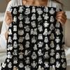 Halloween Ghost Blanket, Lightweight Blanket, Halloween Blanket, Black Throw, Plush Throw, Ghost Pattern, Halloween Decor, Fall Throw Gift