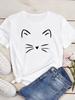 New Cute Love Heart Cat Print Women T-Shirt Casual Short Sleeve Top Summer Women's Clothing Cartoon Streetwear Y2k Clothes