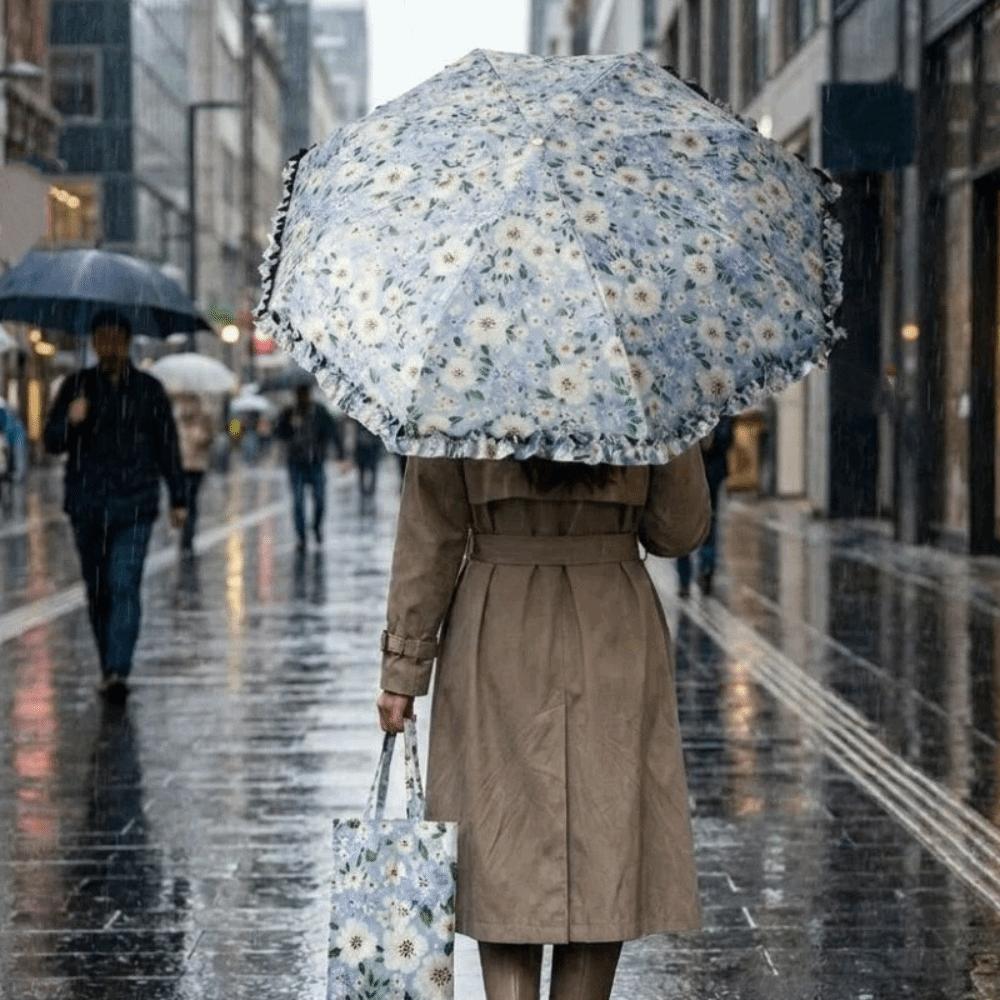 Ultra-light Triple Fold Flower Sunny Umbrella Loop Buckle Handle Portable Sun Umbrella  Travel