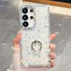 For Samsung Galaxy S24 Ultra Case with Ring Kickstand Rhinestone Edge TPU+PC IMD Phone Cover