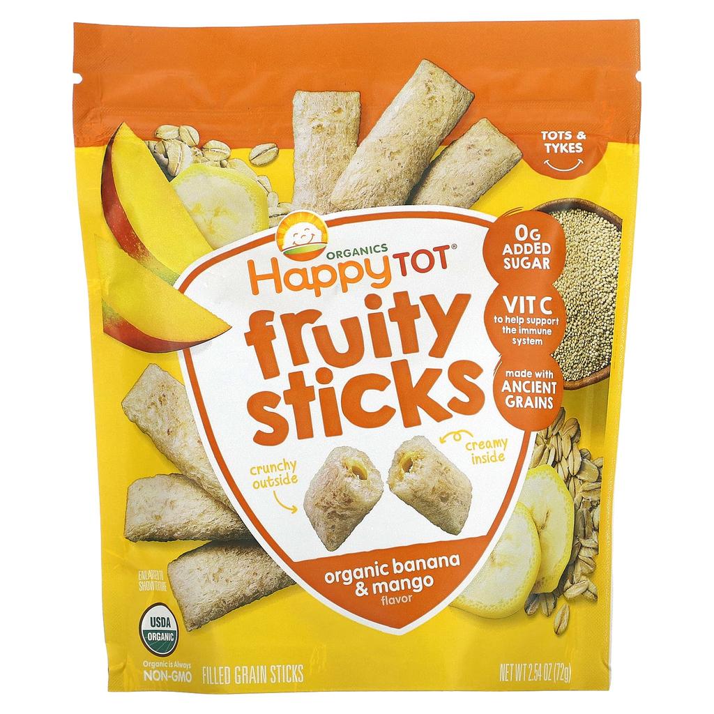 Happy Family Organics Happy Tot, Fruity Sticks, Organic Banana and Mango, 2.54 Oz (72 G)