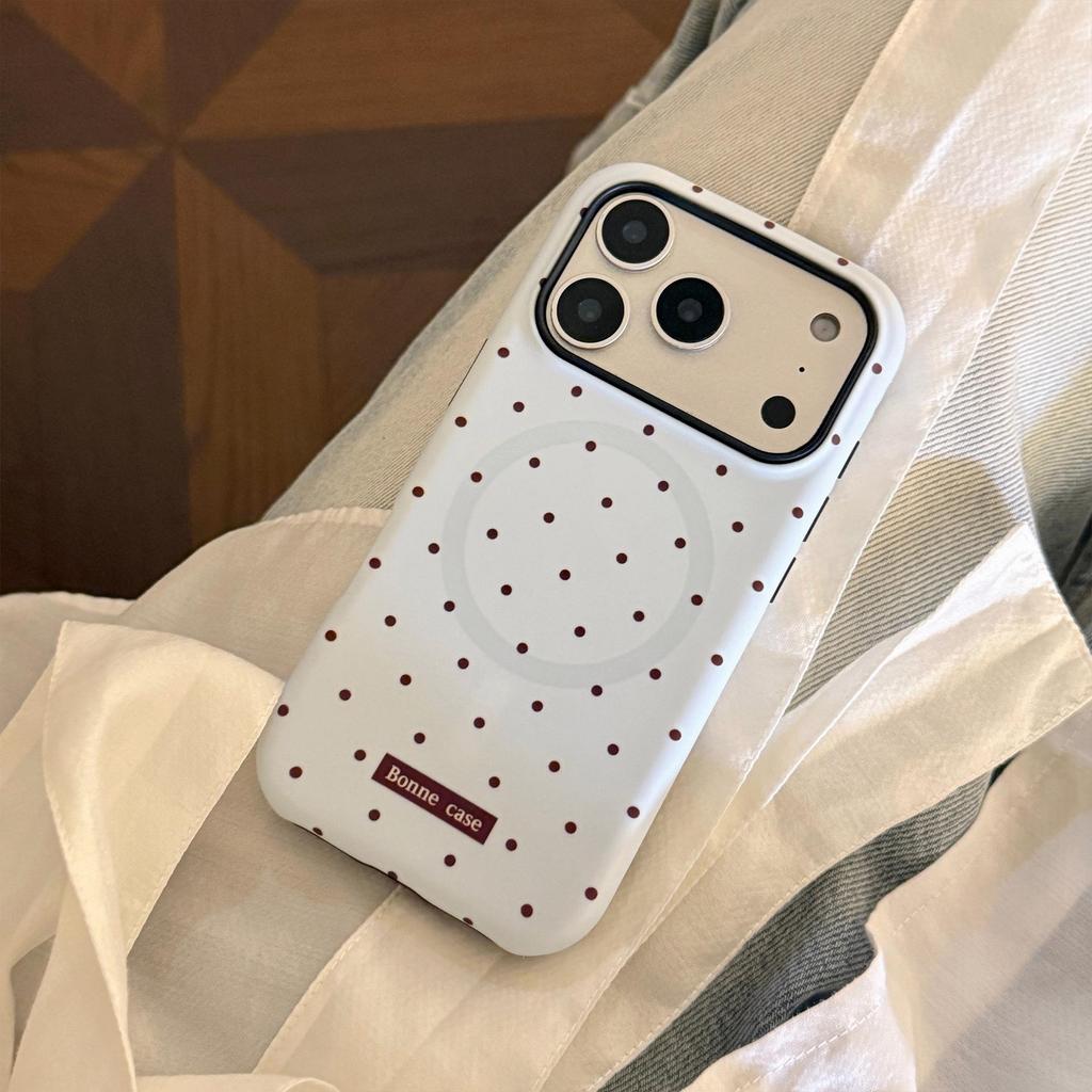Blue Polka Dot iPhone 17PM Case with Magnetic Bracket; Compatible with iPhone 14/15 & 16.