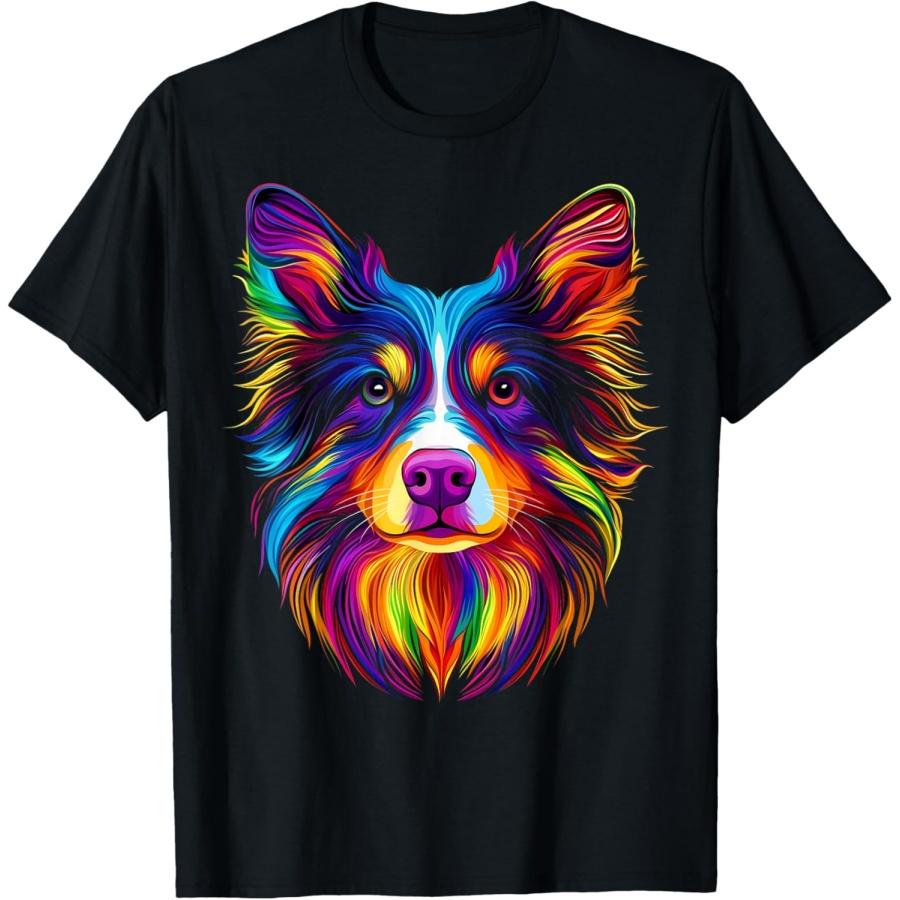 

Colorful Border Collie Face Cute Dog Lover Men Women Black T-Shirt XXXXXL чорний