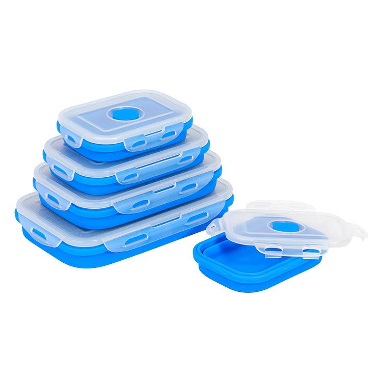 1200ML Silicone Foldable Lunch Box Collapsible Food Storage Container Bento BPA Free Microwavable Portable Picnic Rectangle Box