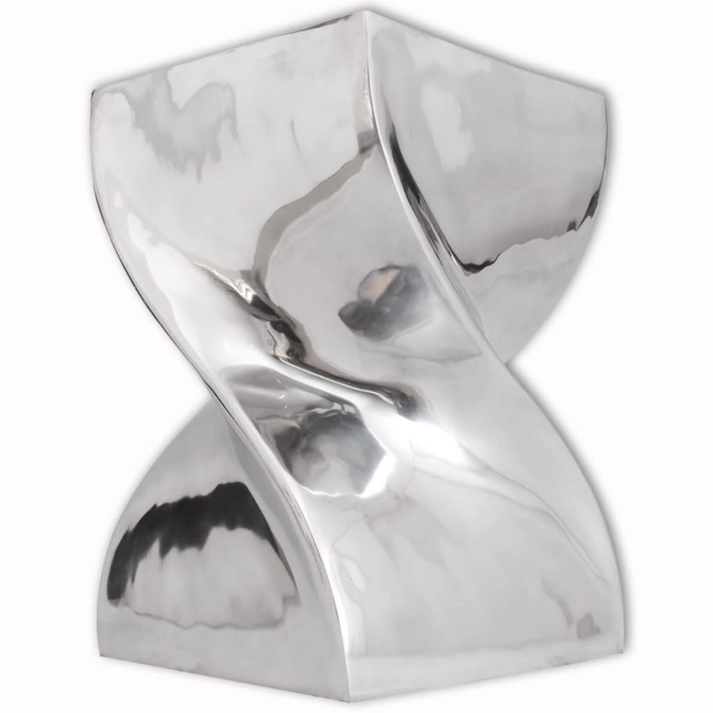 Hocker Beistelltisch Verdrehte Form Silbernes Aluminium