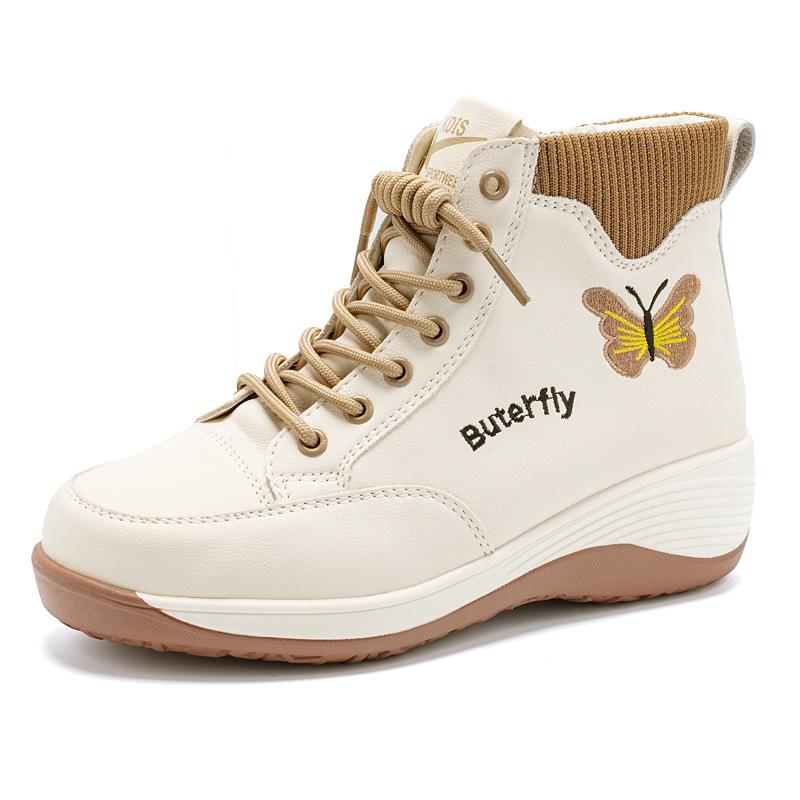 

Новая Модная Женская Обувь на Платформе, Женские Ботинки на Низком Ходу, Обувь на Танкетке 35 коричневый/бежевый