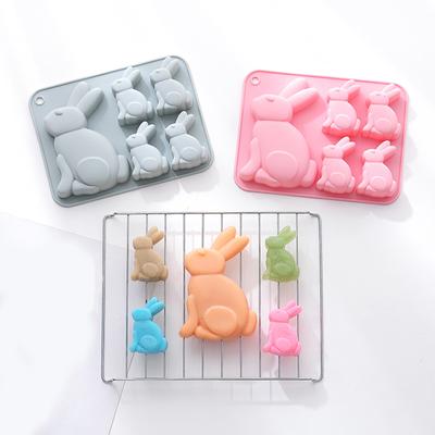 5 Molde de silicone para coelho de Páscoa, prato para assar bolos, gelo, faça você mesmo, molde auxiliar para fazer alimentos