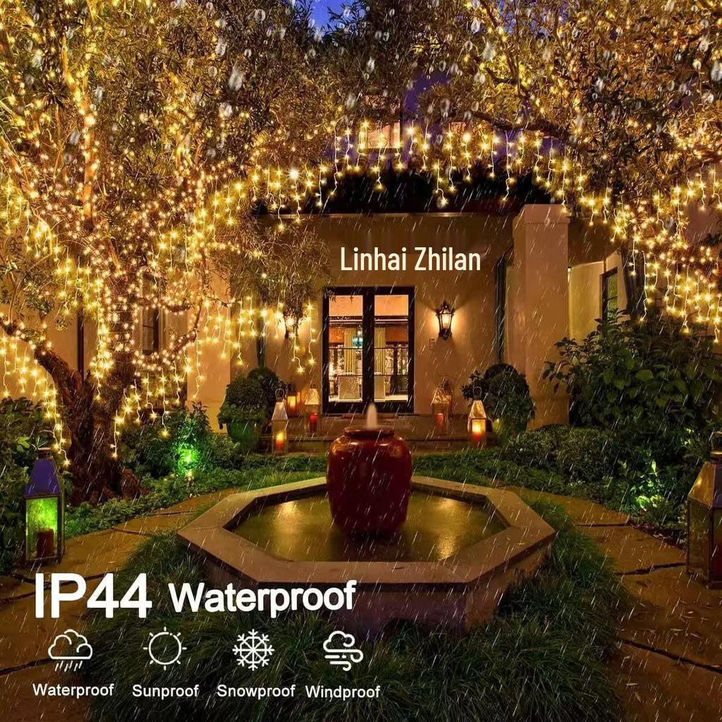 Icicle 10m 400 LED Curtain Lights, 30V Low Voltage, Connectable, 8-Mode Twinkling Christmas Waterfall Lights