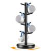 Black Mug Holder Tree, 360° Rotating Coffee Mug Rack for Countertop, Coffee Cup Holder Stand with 8 Hooks, Home Storage