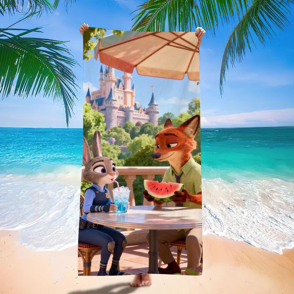 Zootopia Beach Towel Microfiber Bath Towel Kids Cartoon Week Judy Nick Quick Dry Towel
