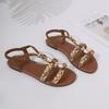 Women's Bohemian Style Sandals, Summer Colorful Woven Beaded Round Toe Comfort Flat Sandals