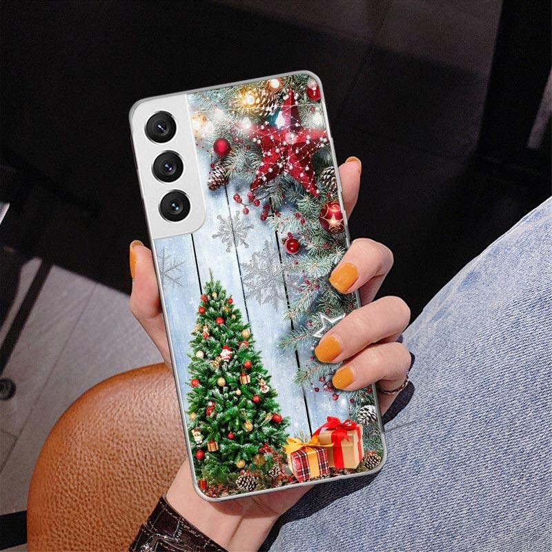 Merry Christmas Tree Snow Phone Case For Samsung Galaxy S24 S25 Edge S26 Ultra S23 S22 S21 Plus S20 FE + Personalized Print Cove