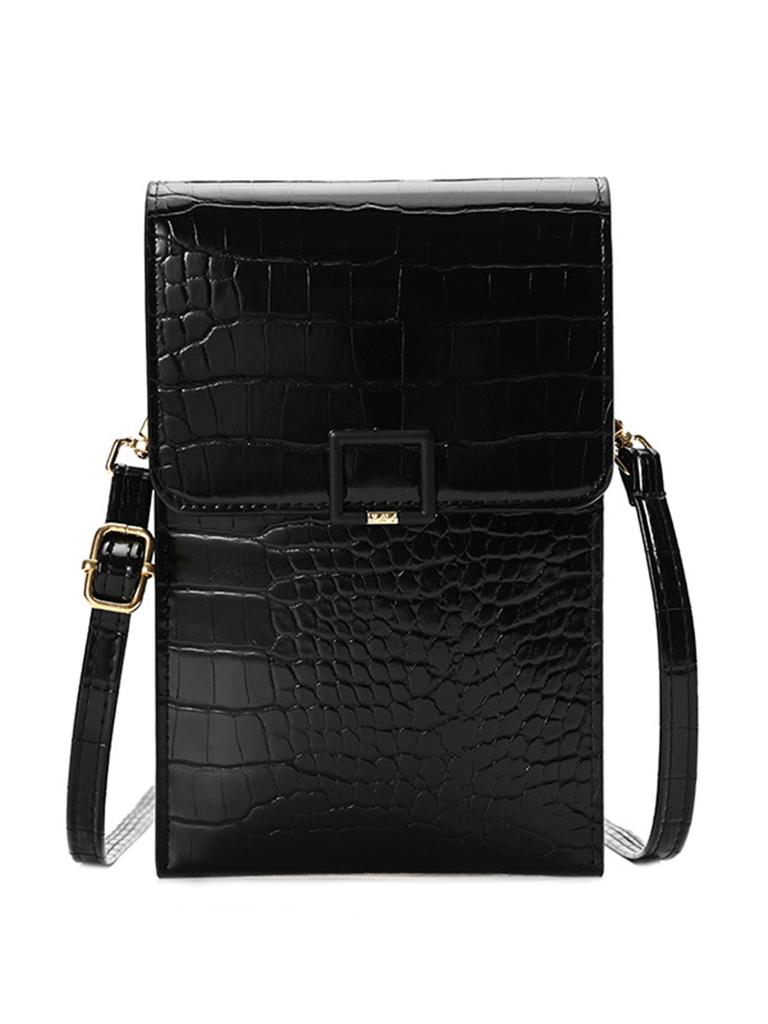 Sac de téléphone pour femmes avec bandoulière fenêtre transparente portefeuille en cuir PU