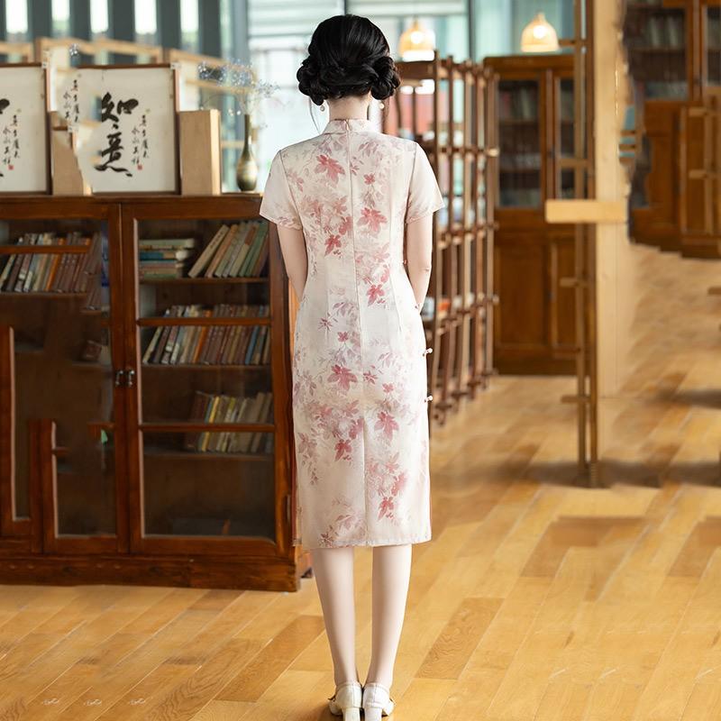 Womens Modern Qipao Dress In Bamboo Linen Retro Vintage Fit Short Sleeve Daily Wear 2025