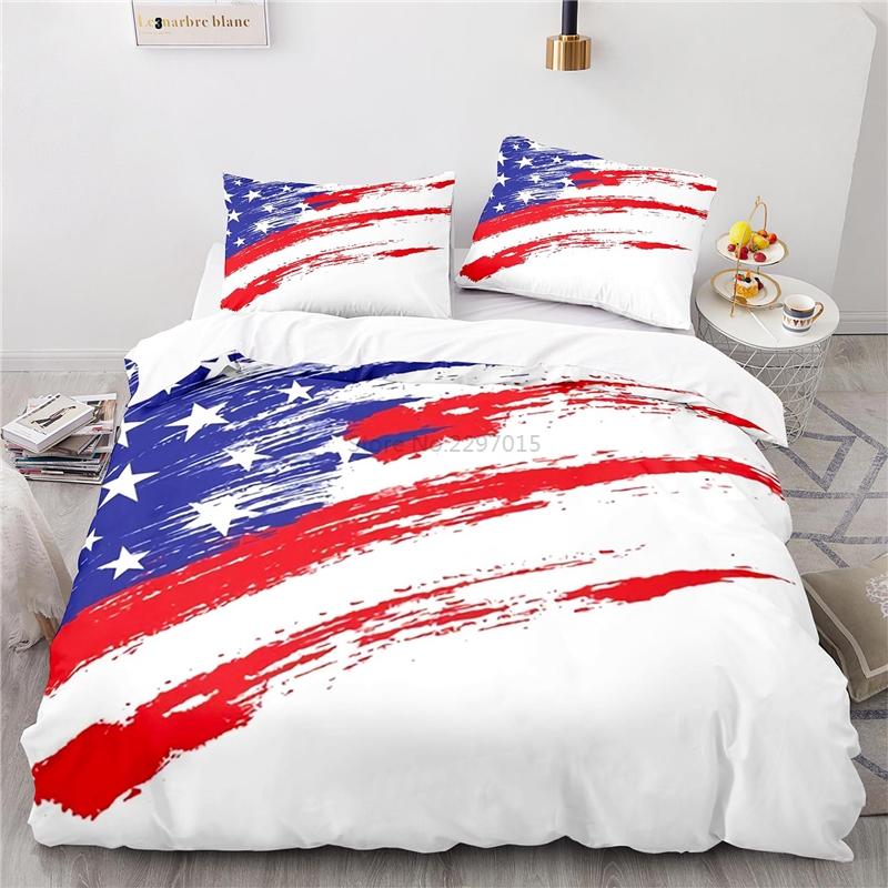 Nový design Americká vlajka 3D Ložní souprava Potisk Povlak na přikrývku Set povlaku na přikrývku s povlakem na polštář Au Eu Us Velikost Twin Full Queen King