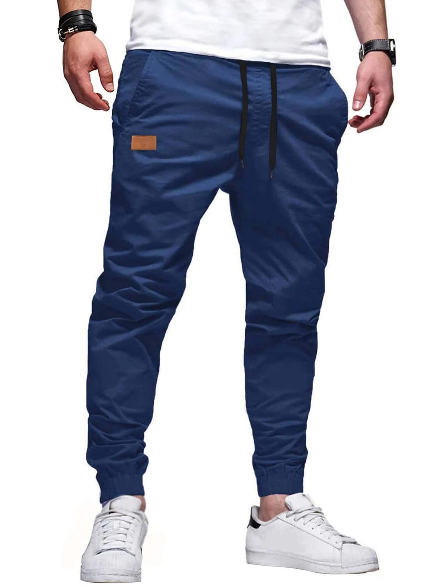 

Men s 2025 Trendy European Casual Loose Jogger Pants Extra Large темно-синий