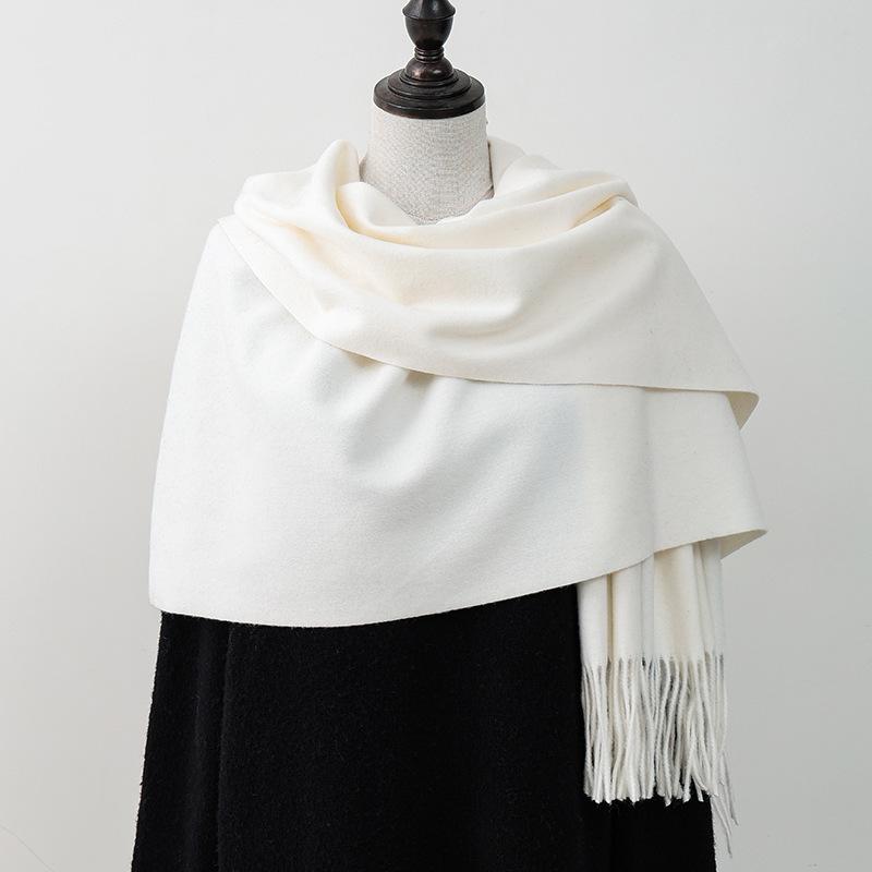 Wool Scarf Korean Style Atmosphere Double Sided Scarf Women's Autumn and Winter Warm Men's Shawl Versatile Cashmere Scarf