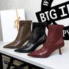 Autumn Winter Shoes Leather Boots Women Shoes Side Zipper Ladies Ankle Boots Pointed High-heeled Boot Stiletto Short Boots