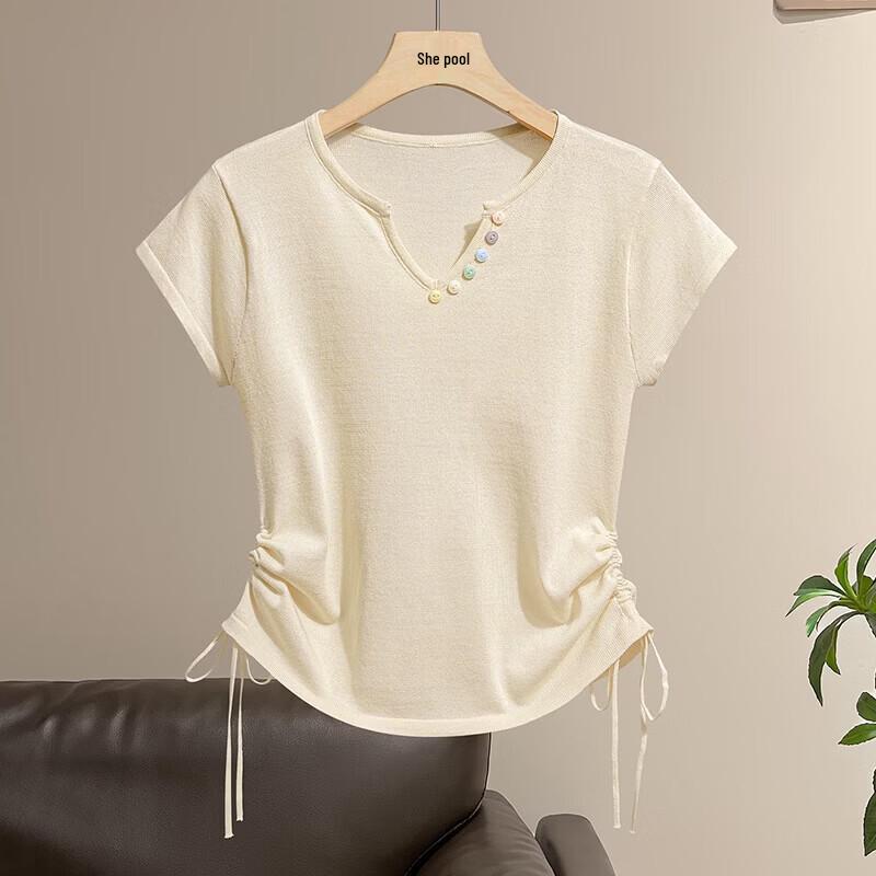 Женский трикотажный топ Taichi с коротким рукавом и плиссировкой One Size