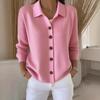 2025 European & American Women's Buttoned Knit Cardigan - New Autumn/Winter Solid Color Casual Fashion Sweater Coat