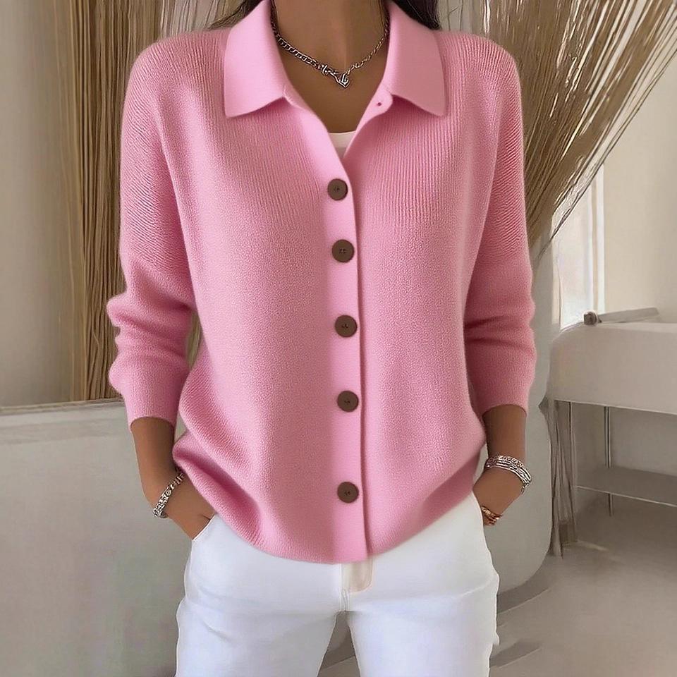 2025 European & American Women's Buttoned Knit Cardigan - New Autumn/Winter Solid Color Casual Fashion Sweater Coat