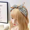 Retro Bohemian Bandanna Bow Rabbit Ear Headband For Women Floral Paisley Wide Hoop Turban Hair Band