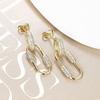 New 14K Gold Filled Moissanite Hoop Earrings Double Ring Interlocking Paperclip Drop Earrings Birthday Gift for Girls