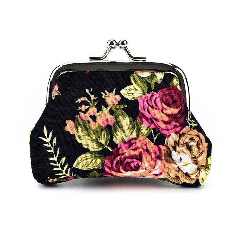 Women Coin Purse Flower Printing Ladies Coin Purse Pocket Coin Pouch Key Credit