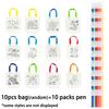 4/10/20pcs Non-woven Tote Bag & 6-Color Mini Watercolor Pen, DIY Graffiti Art Supplies Birthday Party Handcraft Painting Art XJM