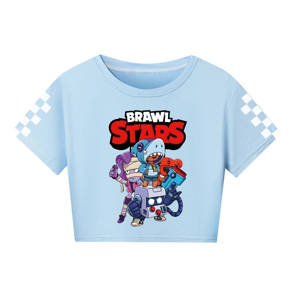 

4093 Футболка з коротким рукавом для дівчат з принтом Brawl Stars 110cm світло-синій колір