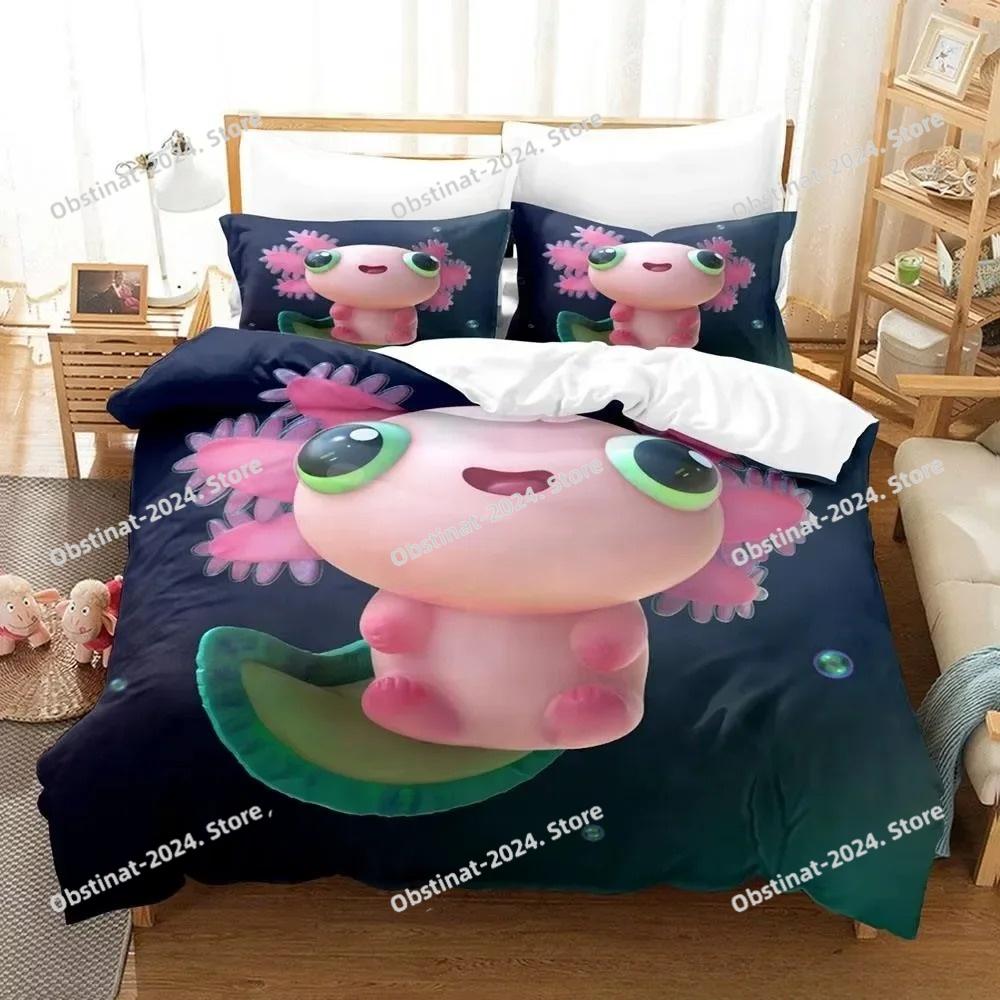 Kawaii Animal Axolotl Bedding Set Bed Cover Adult Kid Bedroom Decor Duvet Cover Pillow Case Set Single Twin Full Queen King Size
