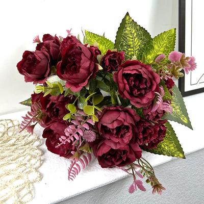 Simulated Peony Fake Silk Flower Wedding Bouquet Living Room Home Decoration Shooting Props