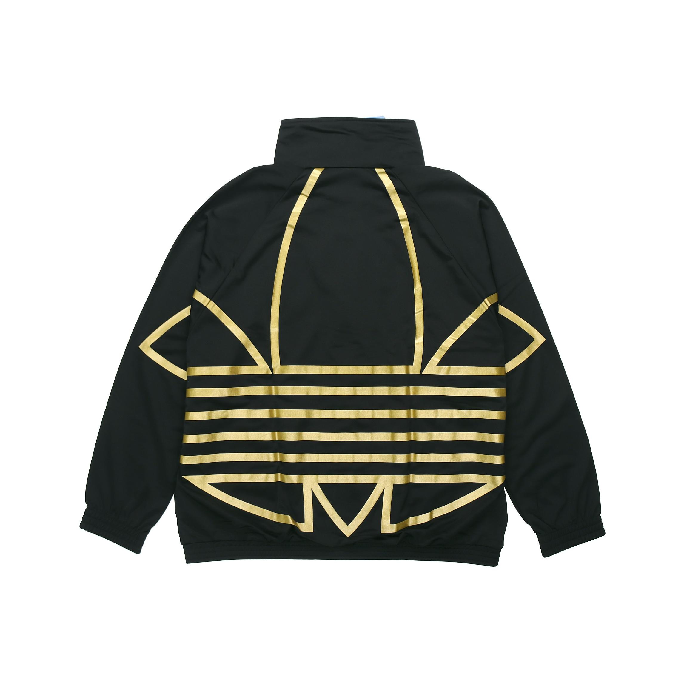 Adidas Men's Black Originals Trefoil Metallic Logo Stand Collar Zip Jacket Jackets Fs7323 Cm