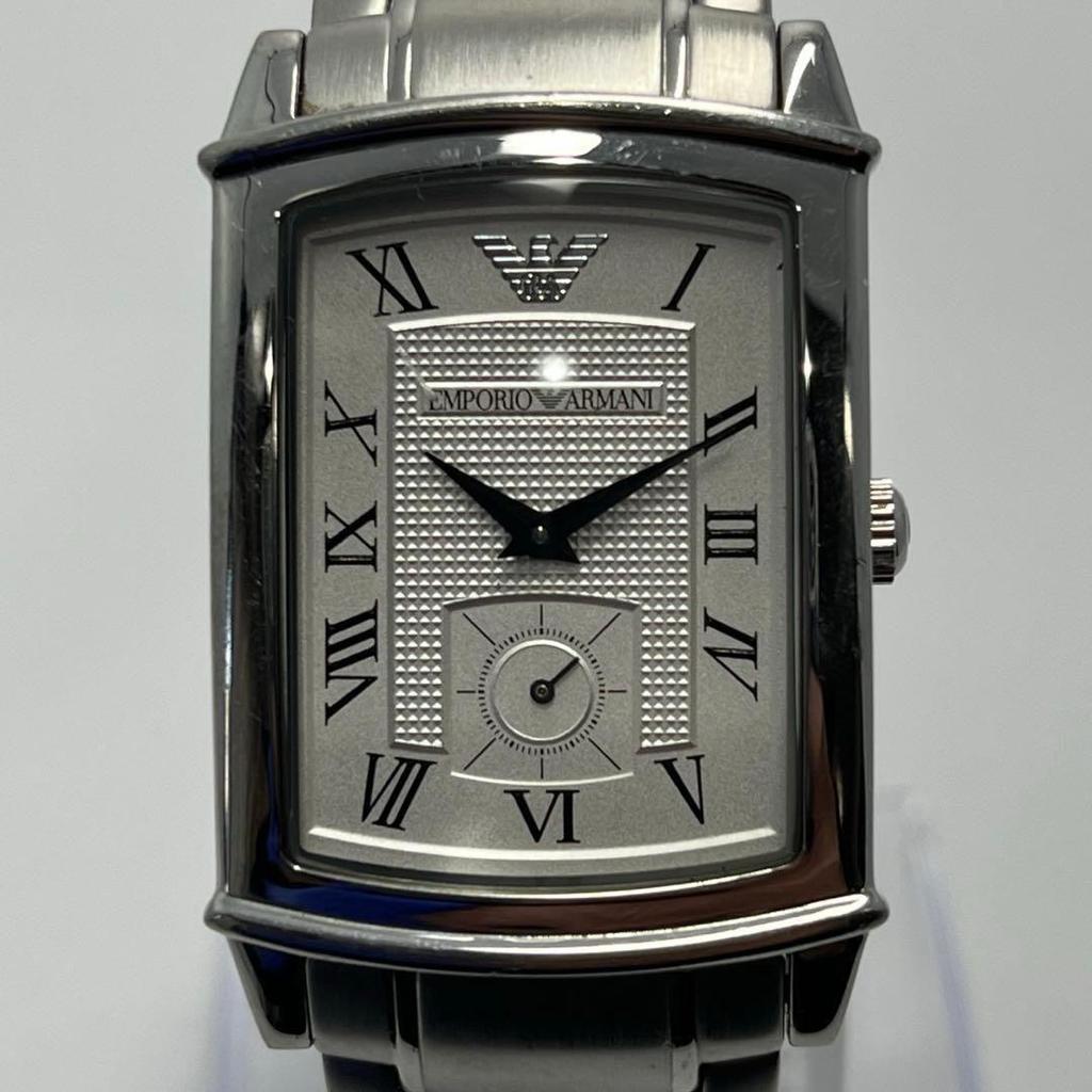 Used Beautiful Condition, Emporio ARMani AR-0243, Silver, Tank-shaped, Men's, New Battery