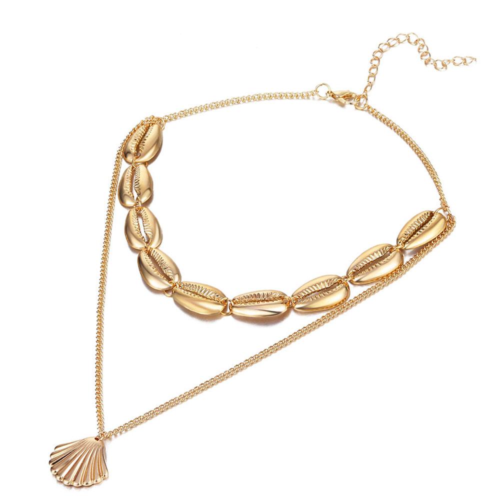 Multilayer Necklace Creative Clavicle Chain Shell Tassel Pendant Necklace Lady Party Jewelry