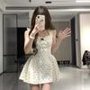 Slim body pure desire sweet and spicy waist design sense careful polka dot dress niche slim waist temperament short skirt