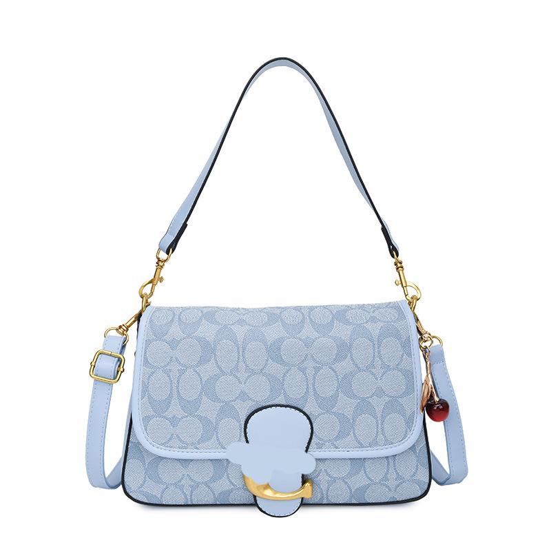 

2025 Європейська та Американська Ретро Сумка через плече з принтом літер: Текстурована сумка кросбоді та сумка для жінок синій