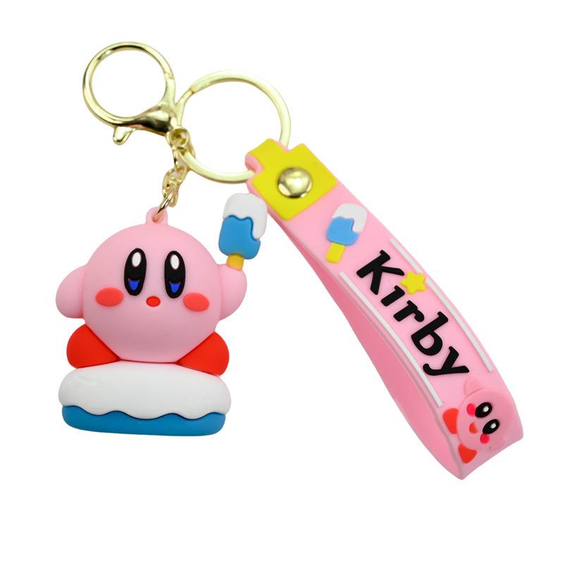 Creative Anime Kirby Cartoon Doll Keychain Pendant Couple Bag Pendant Kirby Food Three-Dimensional Doll Car Keychain Pendant