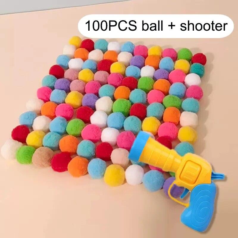 Katzenspielzeug Interaktives Starttraining Kreative Kätzchen Mini-Pompons Spiele Stretch Plüsch Ball Spielzeug Katzenbedarf Haustierzubehör