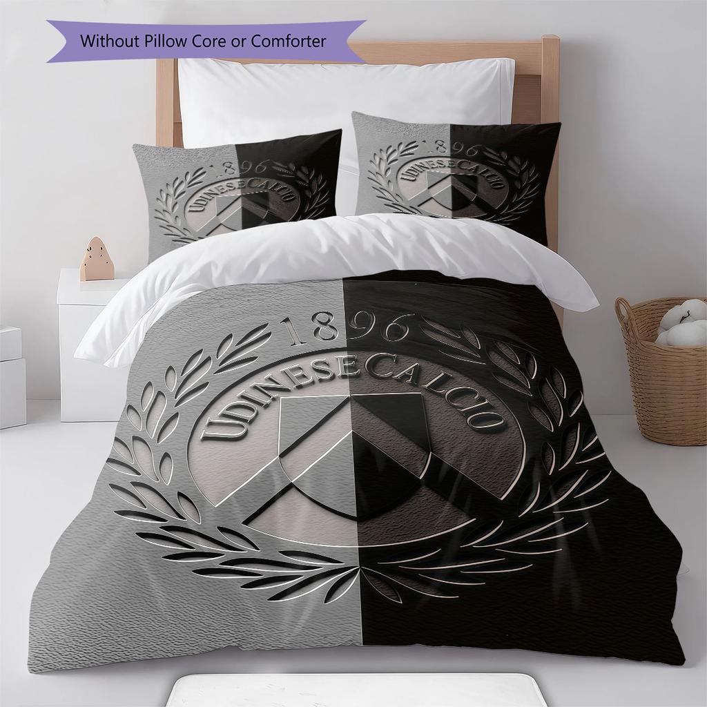 Set Copripiumino Trapuntato Udinese Calcio Federe Decorazione Casa Regalo di Compleanno (1 * copripiumino + 2 * federa, senza nucleo)