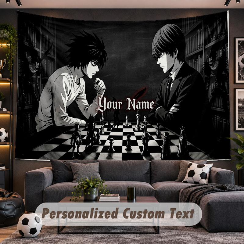 Wall Hanging Tapestry Custom NameDeath Note Pattern Personalized Printed Fabric Wall Decor