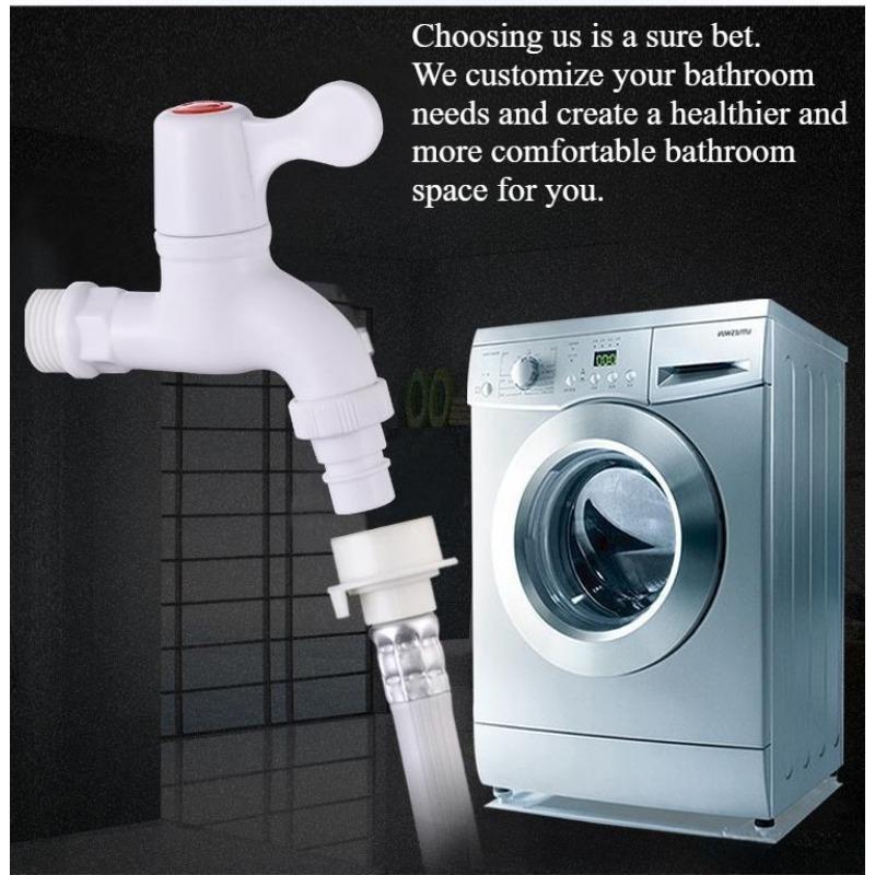 1 Stück Kunststoff Wasserhahn Waschmaschine 4 Punkte Haushalt Moppbecken Schnellöffnungsdüse verlängert verdickt Waschmaschinenhahn